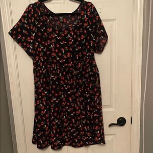 SHEIN Black Dress with Strawberry Print